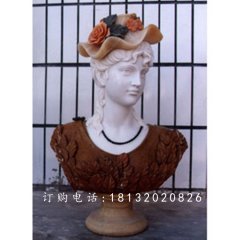西方美女胸像雕塑，漢白玉人物石雕