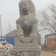 青石獅子石雕，仿古戲球獅石雕