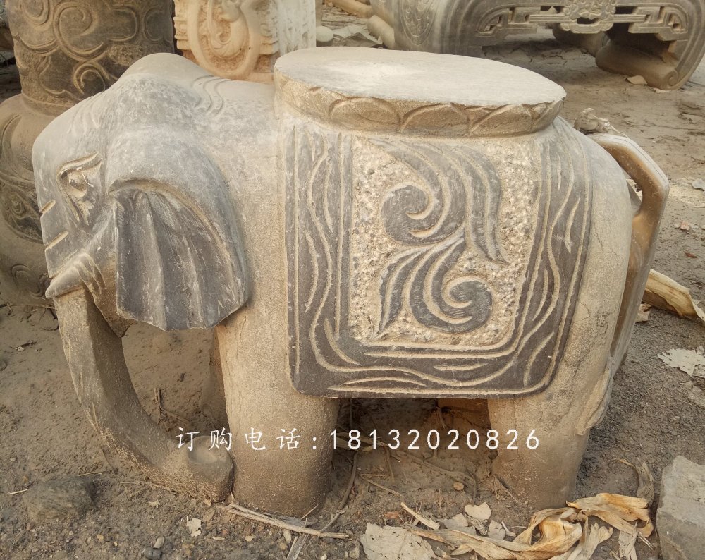 大象石凳，仿古石凳，仿古石雕