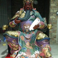 玻璃鋼關(guān)公春秋雕塑，彩繪玻璃鋼雕塑