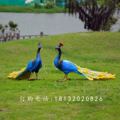 藍(lán)孔雀雕塑，玻璃鋼仿真孔雀雕塑