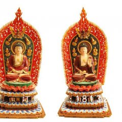 三寶佛雕塑，玻璃鋼坐式佛像