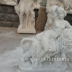 騎獅子的西方美女雕塑，廣場景觀雕塑