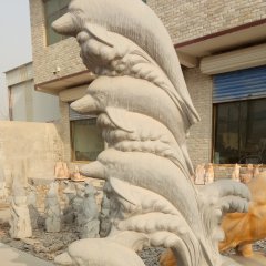 海豚石雕，公園動(dòng)物石雕