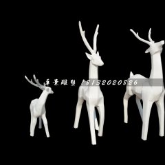 小鹿一家雕塑，玻璃鋼抽象動(dòng)物雕塑