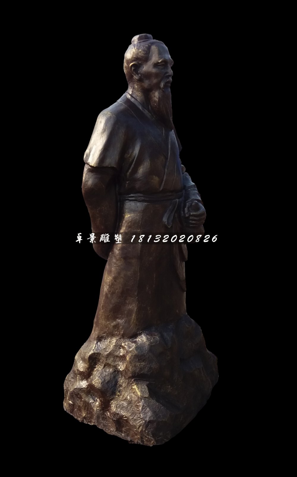 藥王孫思邈銅雕，公園名人銅雕 (2)