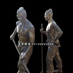 古代人干農(nóng)活銅雕，公園景觀銅雕