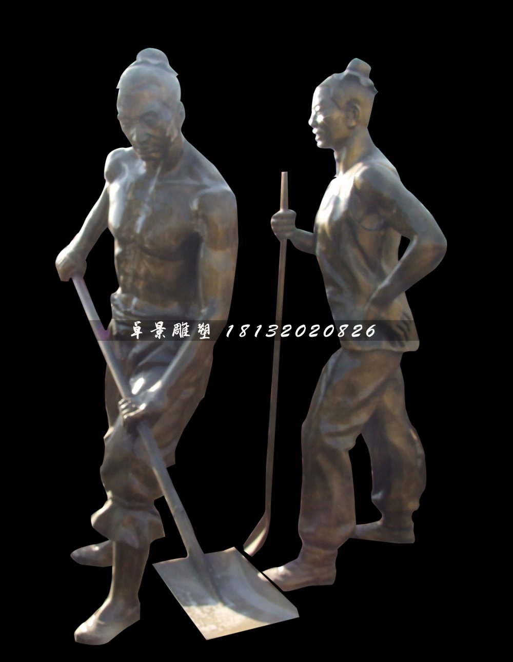 古代人干農(nóng)活銅雕,公園景觀銅雕 (2)