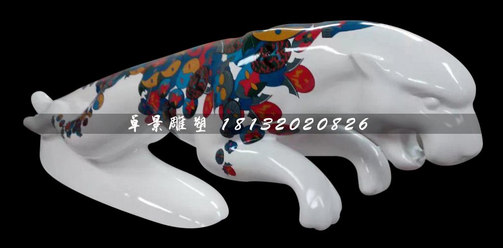 玻璃鋼豹子雕塑，玻璃鋼彩繪雕塑 (1)