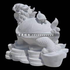 龍龜石雕，漢白玉招財(cái)龍龜?shù)袼? width=