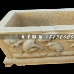 石雕水盆，方形水槽石雕