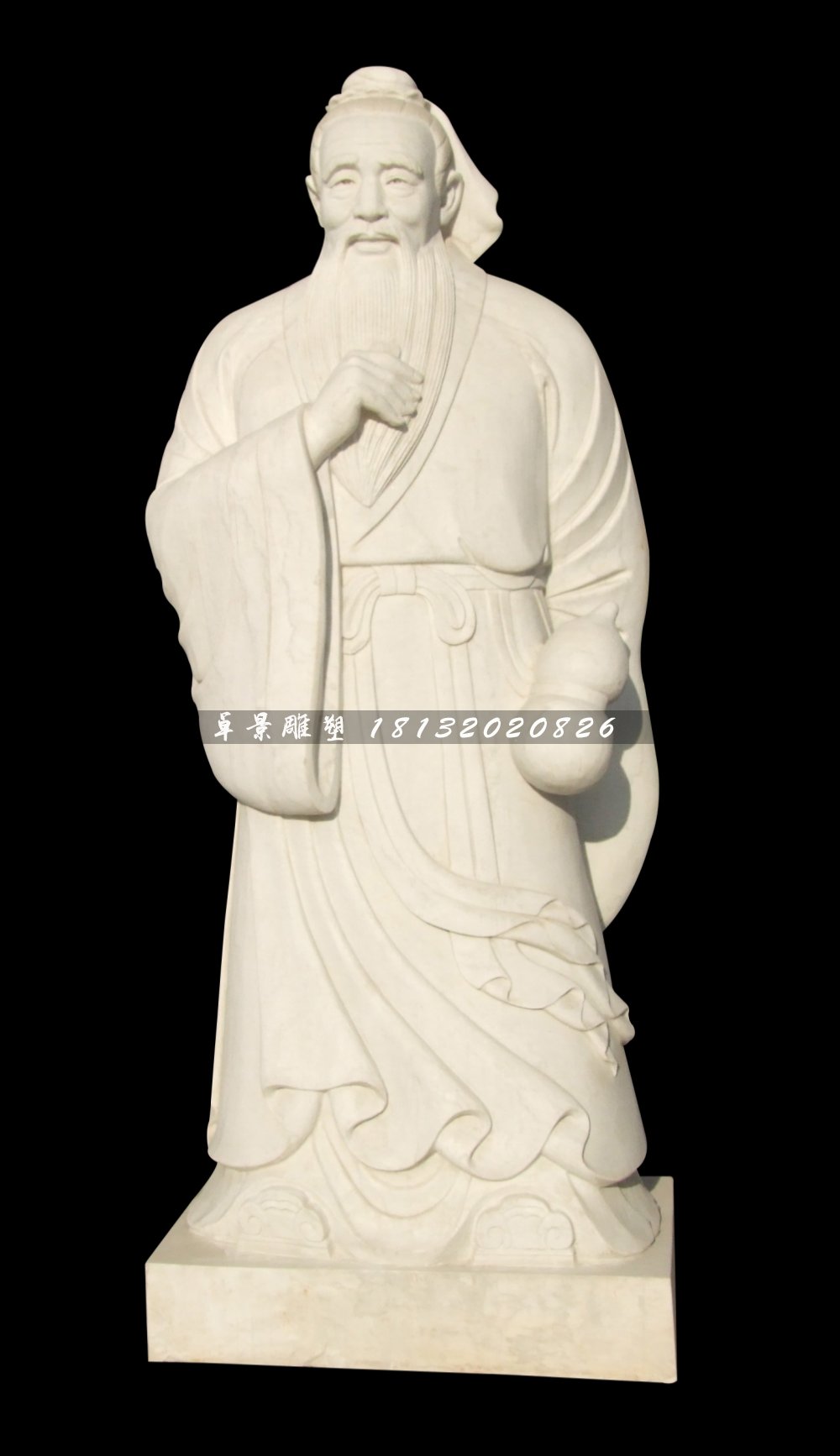 漢白玉古代人物石雕，孫思邈石雕