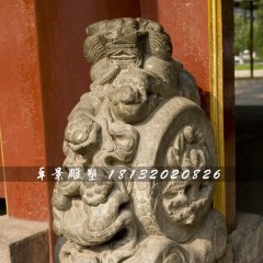 抱鼓石雕塑，仿古石門墩雕塑