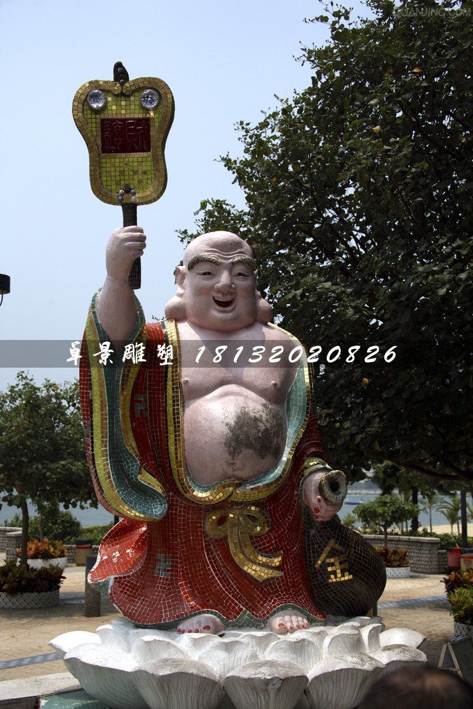 布袋和尚雕塑，玻璃鋼彩繪佛像