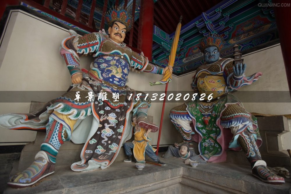 四大天王雕塑，玻璃鋼彩繪四大天王 (2)