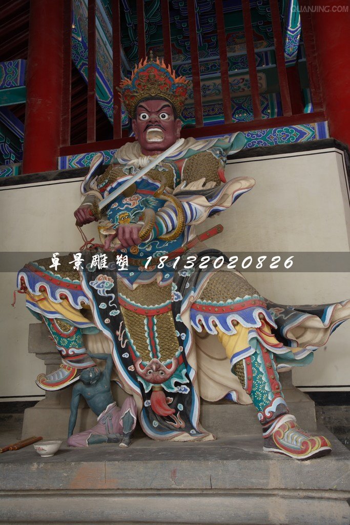 四大天王雕塑，玻璃鋼彩繪四大天王 (1)