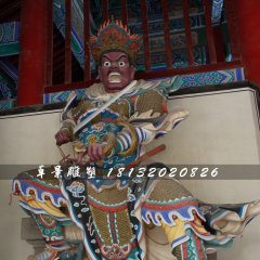 四大天王雕塑，玻璃鋼彩繪四大天王