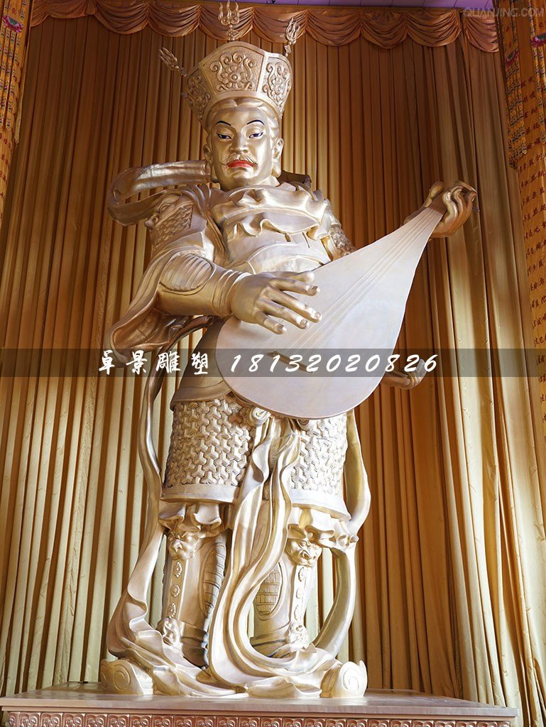 持國(guó)天王銅雕，寺廟神仙銅雕
