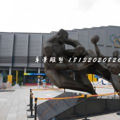 打籃球銅雕，廣場運動雕塑
