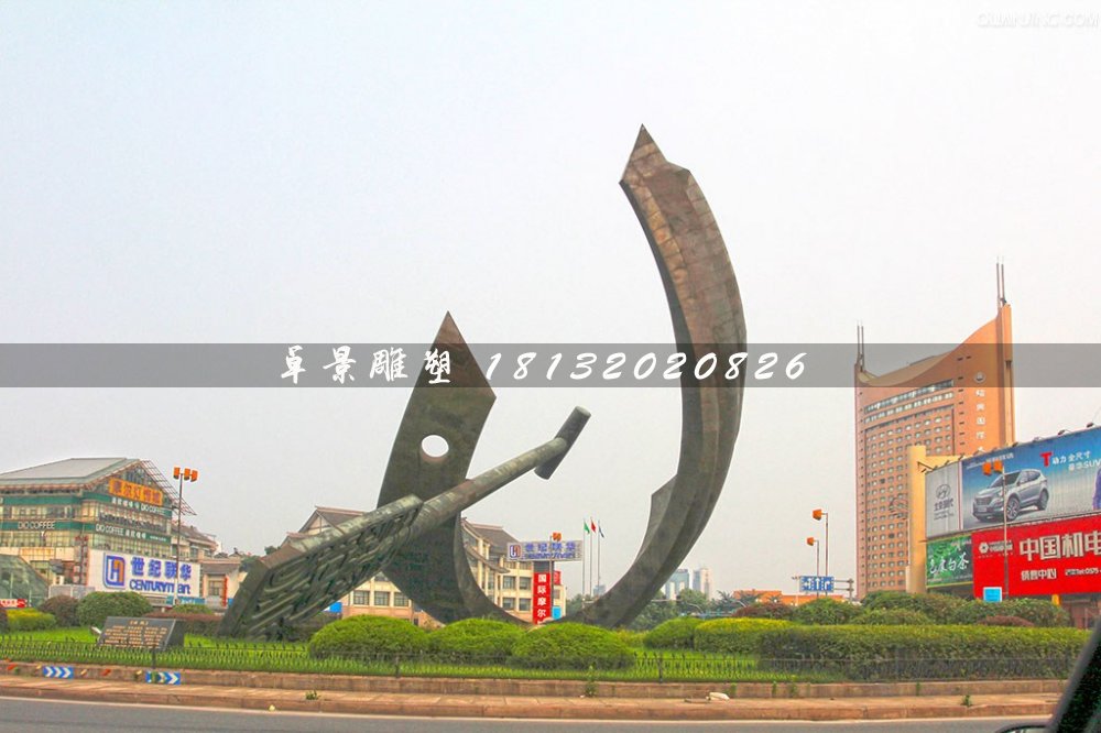船槳不銹鋼雕塑，大型廣場雕塑 (2)