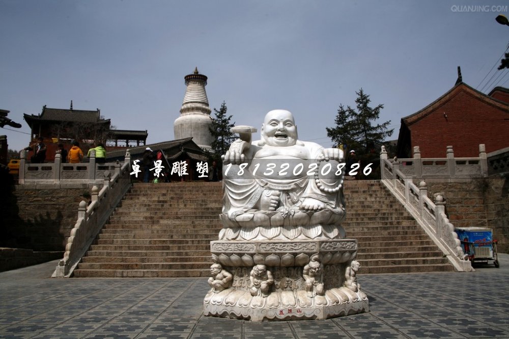 大肚彌勒佛石雕，大理石佛像雕塑