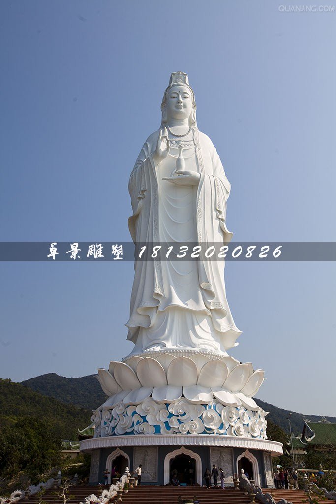 漢白玉觀音石雕，寺廟大型佛像石雕