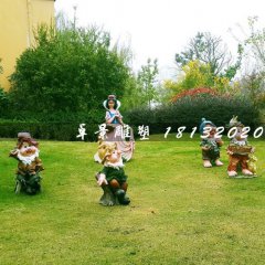 白雪公主與七個小矮人雕塑，玻璃鋼卡通雕塑
