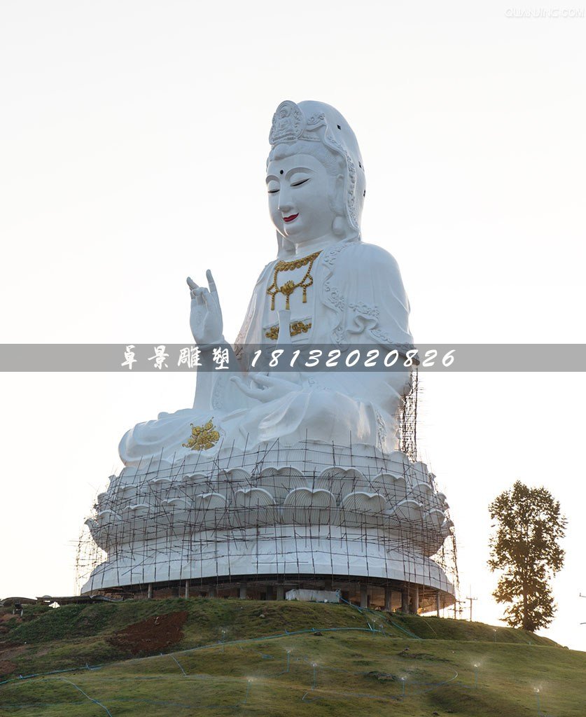 玻璃鋼坐式觀音雕塑，大型觀音雕塑