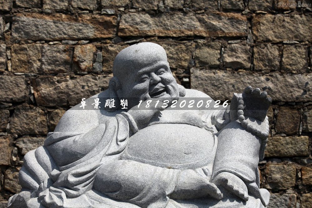 大肚彌勒佛石雕，公園坐式佛像石雕 (1)