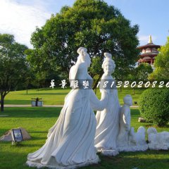 古代美女石雕，公園漢白玉人物雕塑