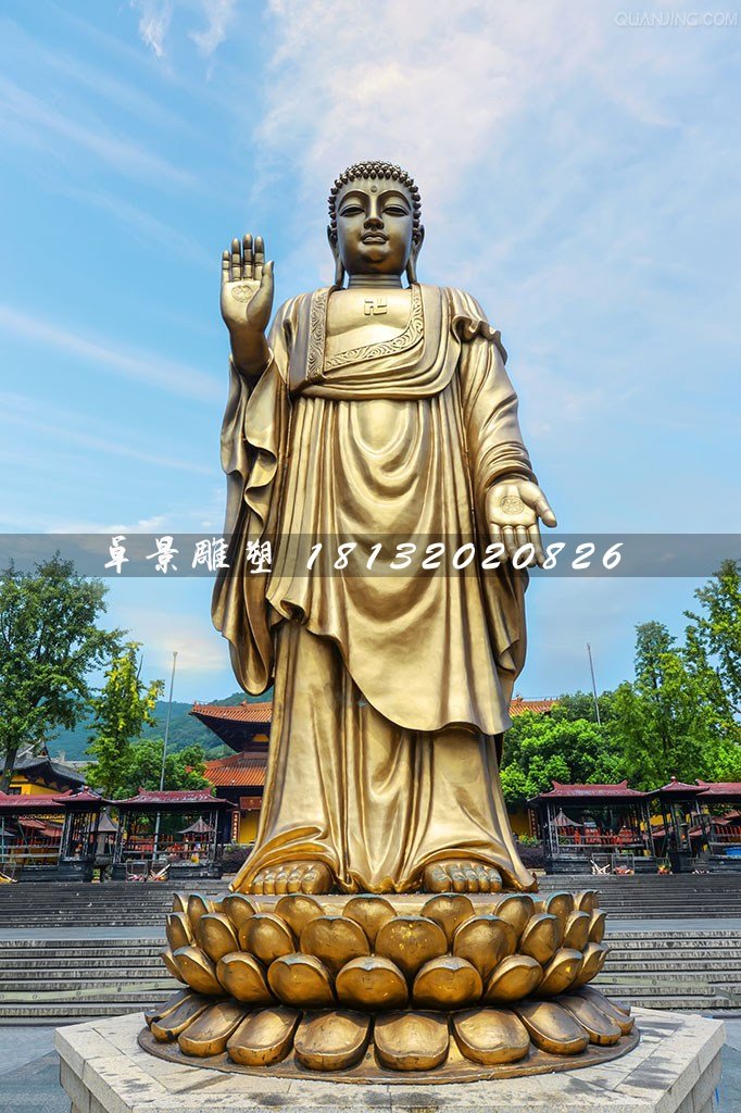 立式如來佛銅雕，寺廟銅佛像