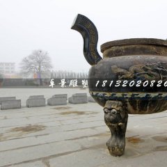 三足香爐銅雕，廣場(chǎng)銅香爐雕塑