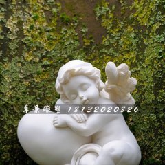 睡覺的小天使石雕，公園漢白玉人物石雕