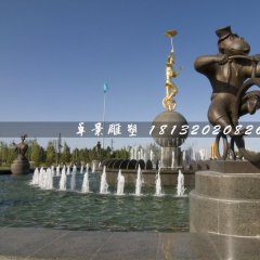 小猴子騎車銅雕，廣場景觀銅雕