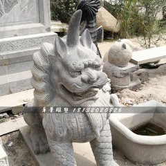 獨(dú)角獸石雕，青石神獸