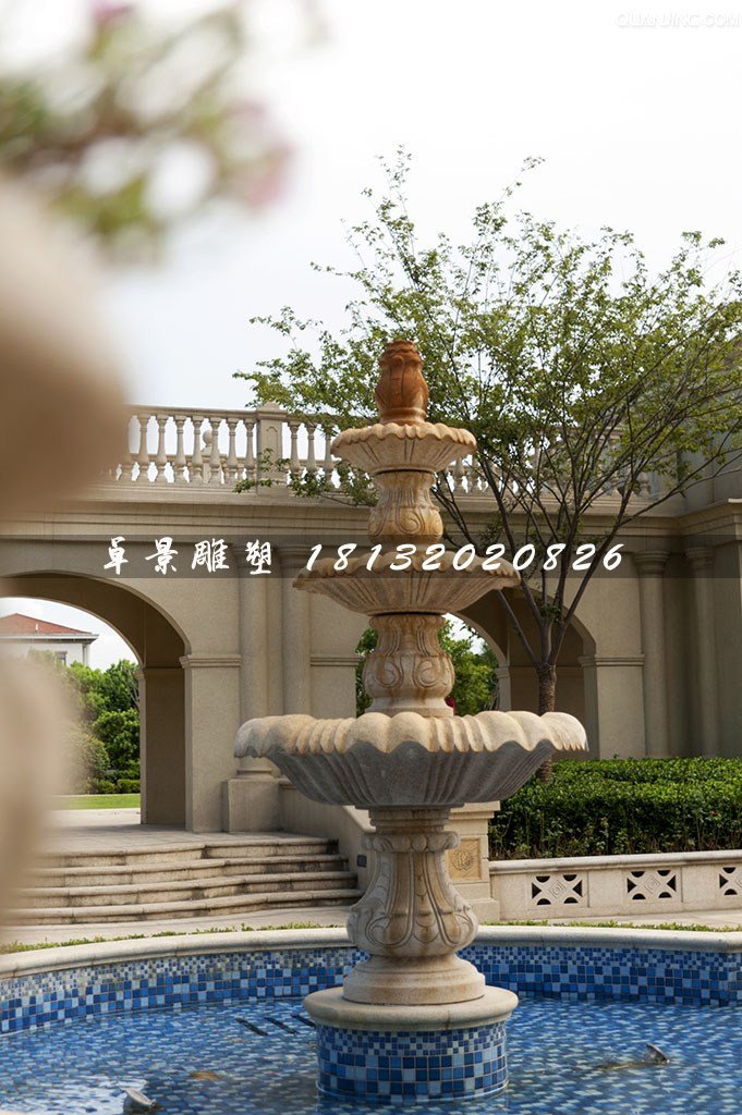 歐式噴泉石雕，公園三層噴泉石雕 (1)