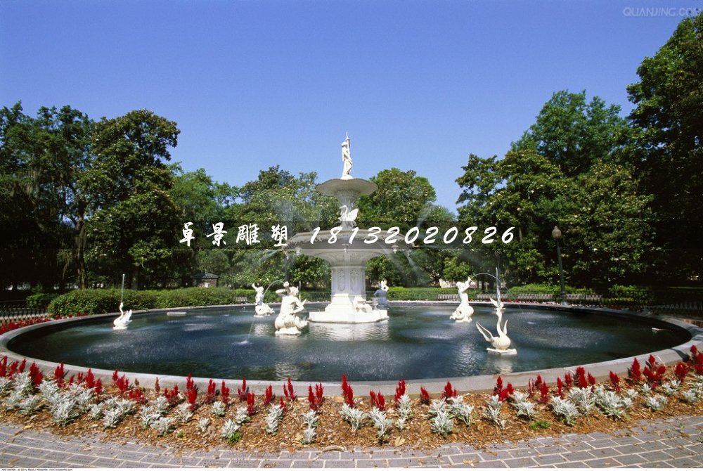 歐式噴泉，漢白玉噴泉石雕 (2)
