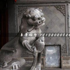 青石獅子雕塑，戲球獅石雕