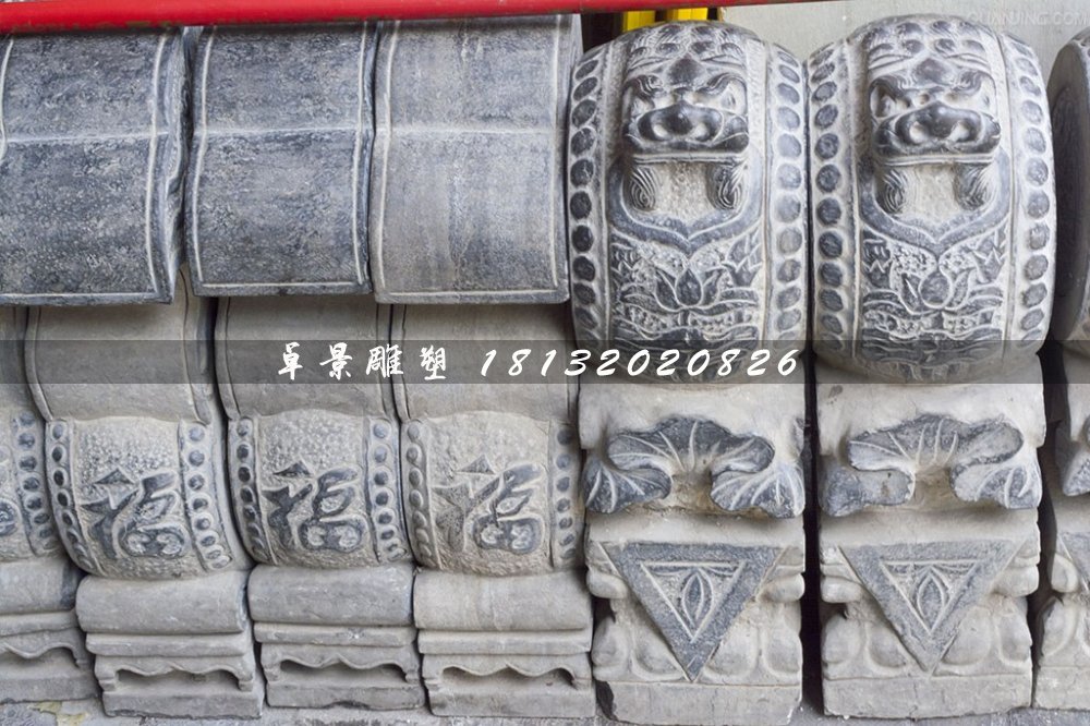 青石門墩，仿古抱鼓石雕塑
