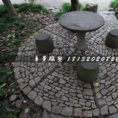 青石圓桌圓凳，公園桌椅石雕