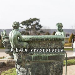 青銅花盆雕塑，公園花缽銅雕