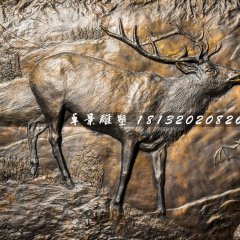 銅浮雕，馴鹿蝙蝠銅浮雕