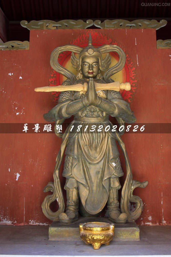 韋陀菩薩銅雕，寺廟銅韋陀雕塑