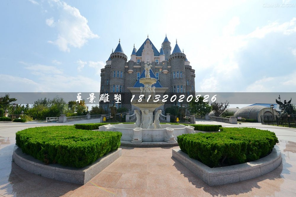 西方人物石噴泉，廣場漢白玉噴泉雕塑
