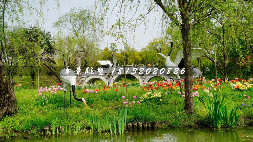 仙鶴雕塑，玻璃鋼仿真仙鶴雕塑
