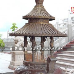 香爐銅雕，寺廟三足銅香爐
