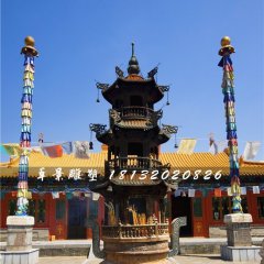 寺廟銅香爐，三足香爐銅雕