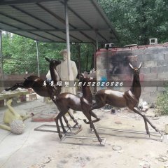 奔跑的鹿銅雕，公園動(dòng)物銅雕
