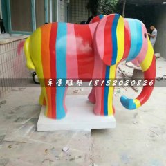 彩繪大象雕塑，玻璃鋼動物雕塑
