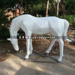 抽象白馬雕塑，公園玻璃鋼馬雕塑